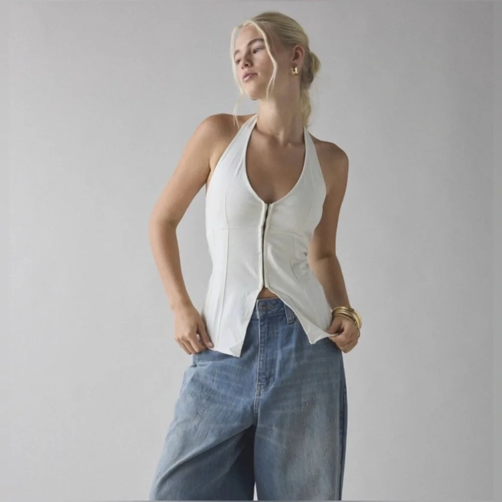 NWT - Urban outfitters - Sari Seamed Linen-Blend‎ Halter Vest Top